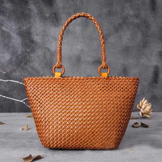 Woven Leather Handbag Cowhide Dumpling Shoulder Bag from Uplift Luxe