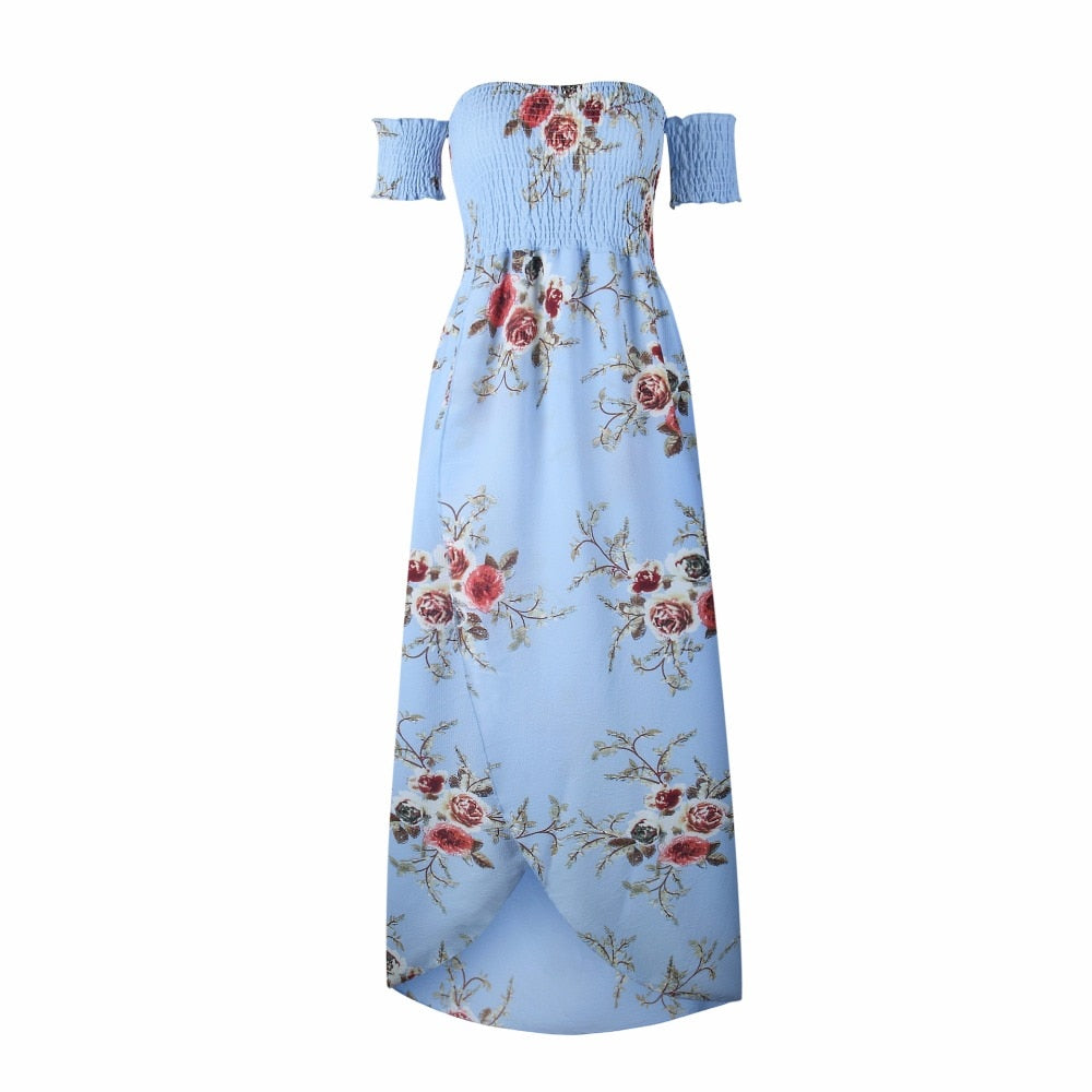 Light blue dress with floral pattern 
