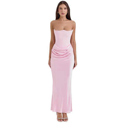 corset bodice satin  pink dress for wedding guest women
