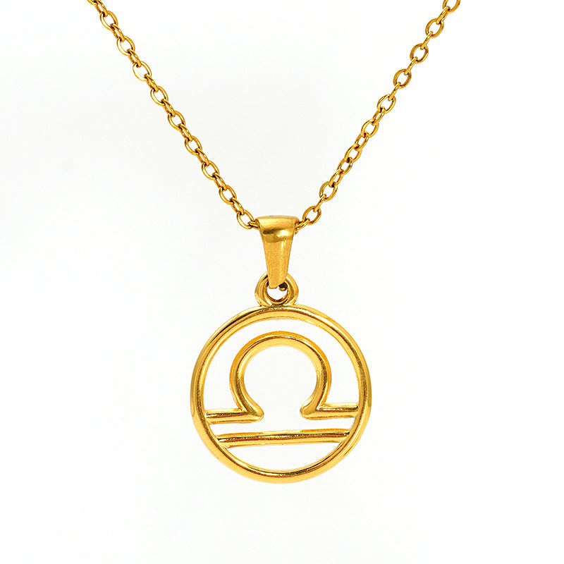 Gold necklace with a Libra zodiac sign pendant 