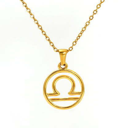 Gold necklace with a Libra zodiac sign pendant 