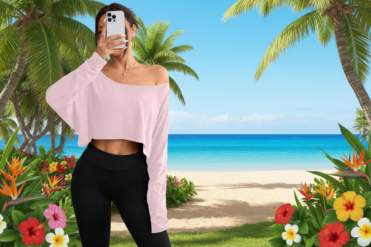 Summer off shoulder top loose casual t-shirt for beach and weekend

