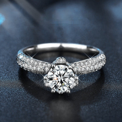 1 karat Silver ring with a large moissanite diamond 