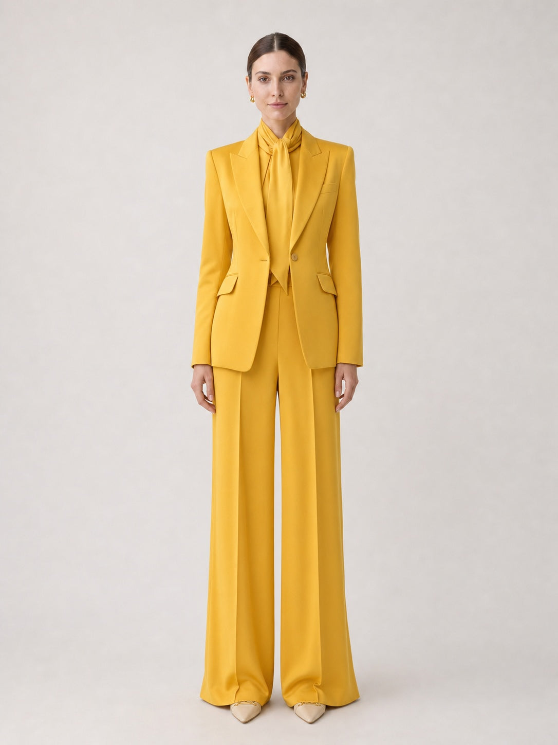 Solene Marigold Wide-Leg Suit Set in Yellow