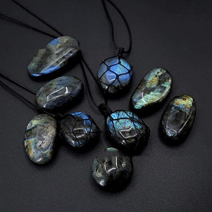 Labradorite stones on a dark background