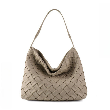 Beige woven leather handbag 