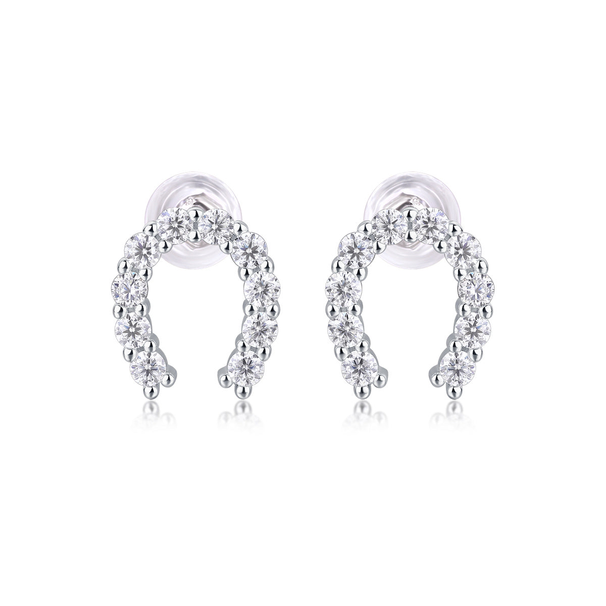 Luxury sterling silver stud earrings with horseshoe design