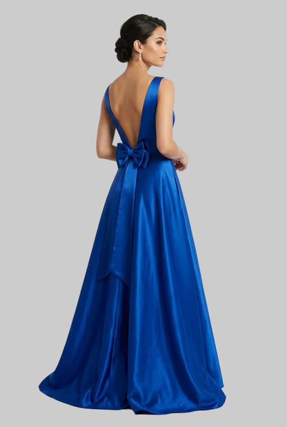 Backless Bow Satin Ball Gown