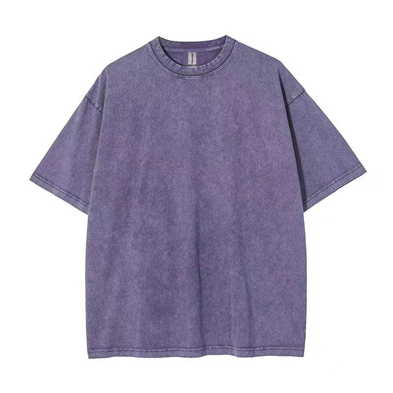 Solid color cotton tee women oversized short sleeve casual

