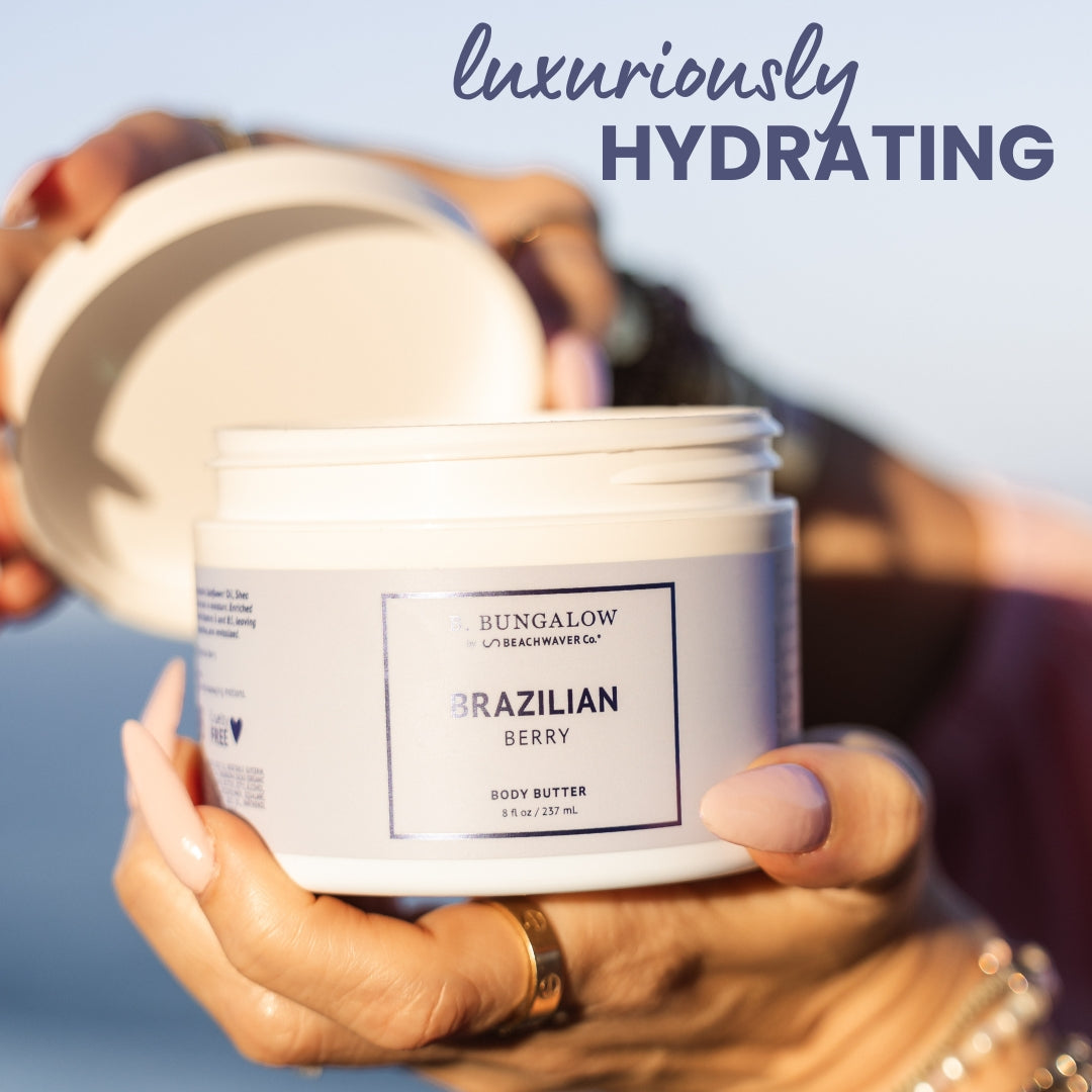  jar of Bungalow Beachwear Brazilian Berry body butter 