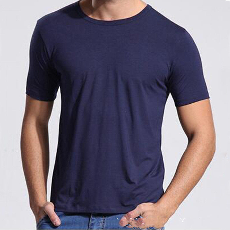 Men's crew neck t-shirt bamboo fiber short sleeve casual black
