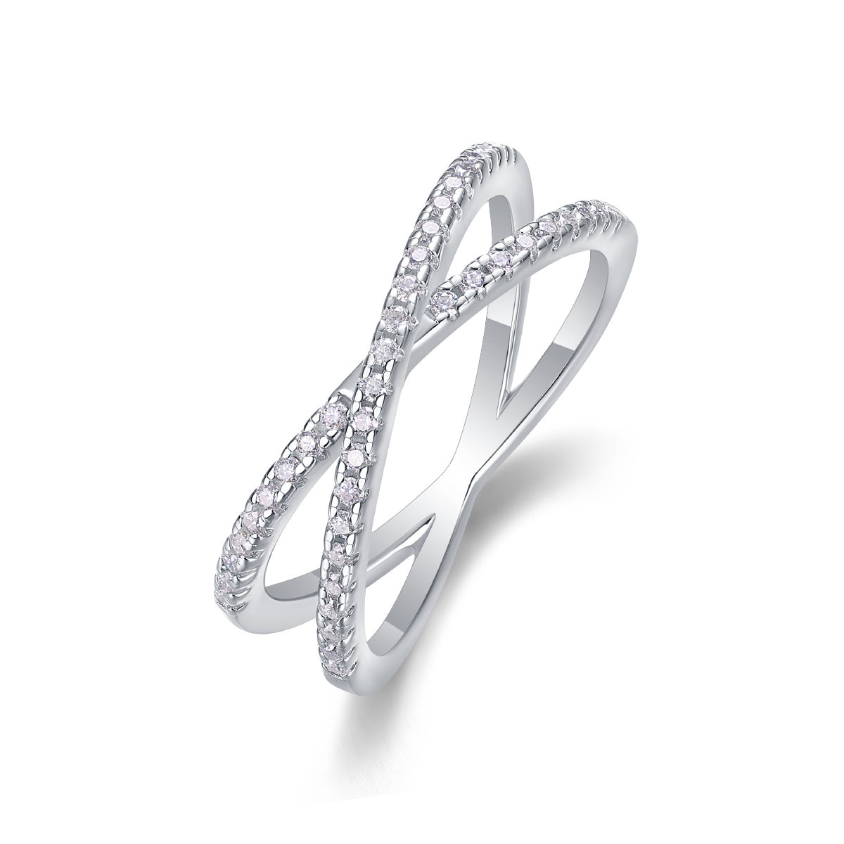Double band moissanite diamond ring on white background