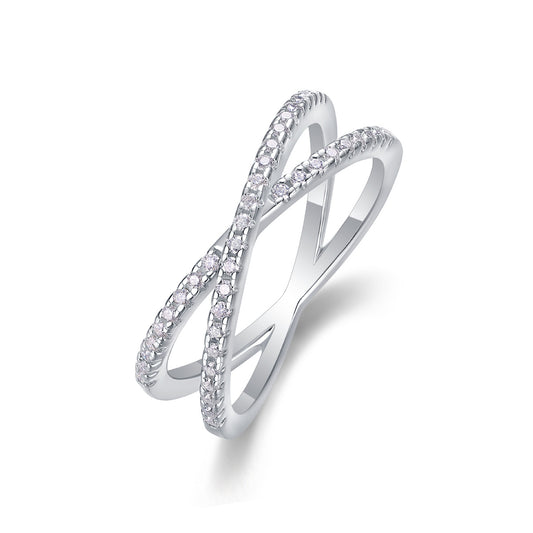 Double band moissanite diamond ring on white background