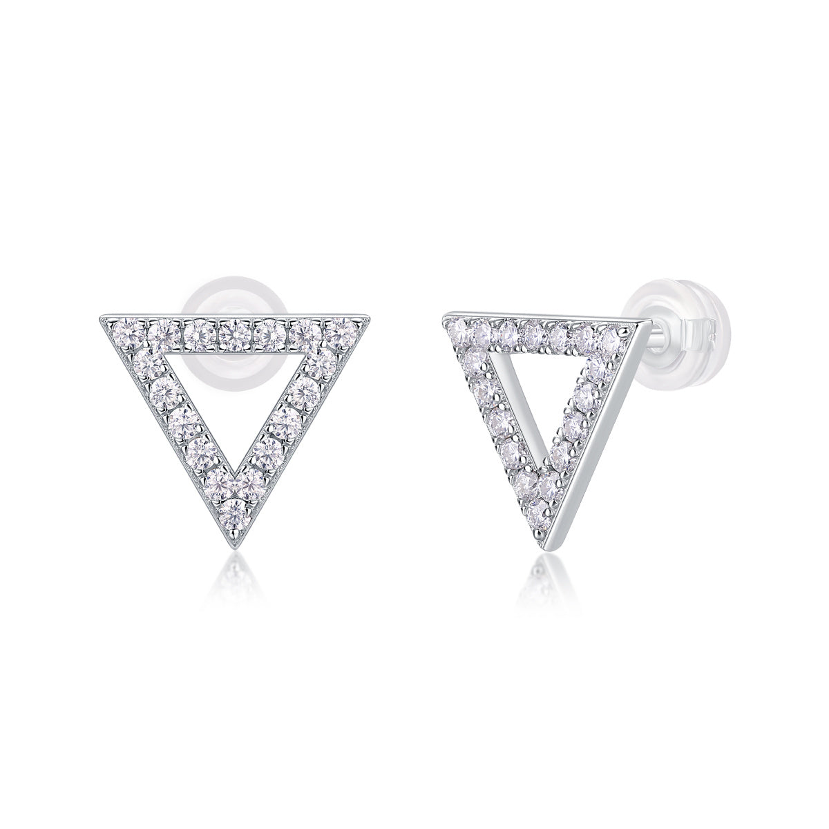 Triangle-shaped earrings with diamond stones