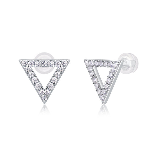 Triangle-shaped earrings with diamond stones