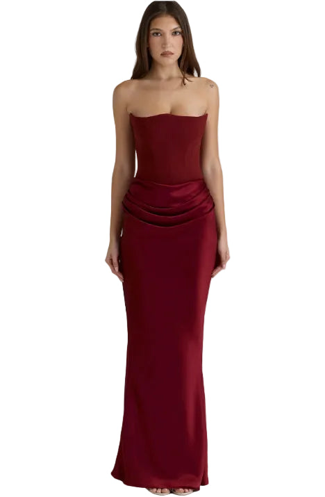 satin corset draped dress multiple colors women