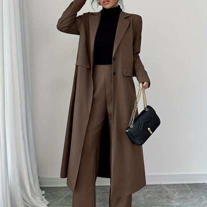 Long Tailored Coat & Wide-Leg Trouser Set