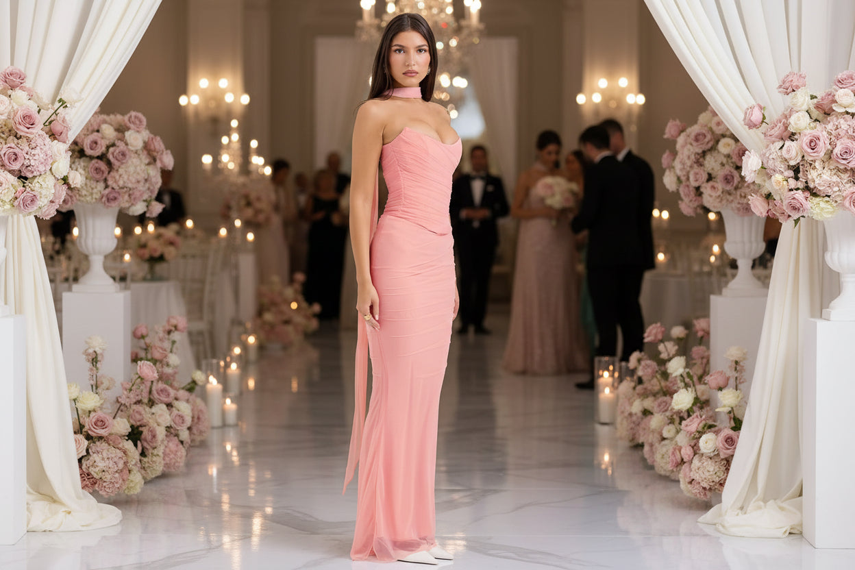 Long formal dress cowl neck for mother of the bride and special occasions

