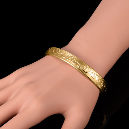 18K gold magnetic bracelet copper construction with hydraulic pressed pattern

