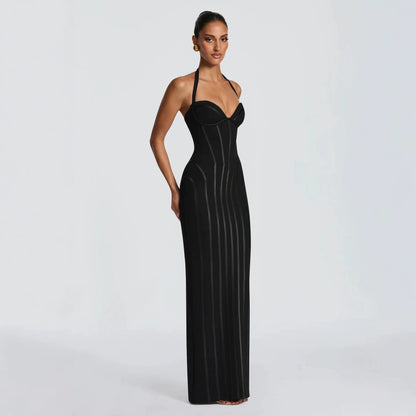 Corset Halter Fishtail Maxi Gown