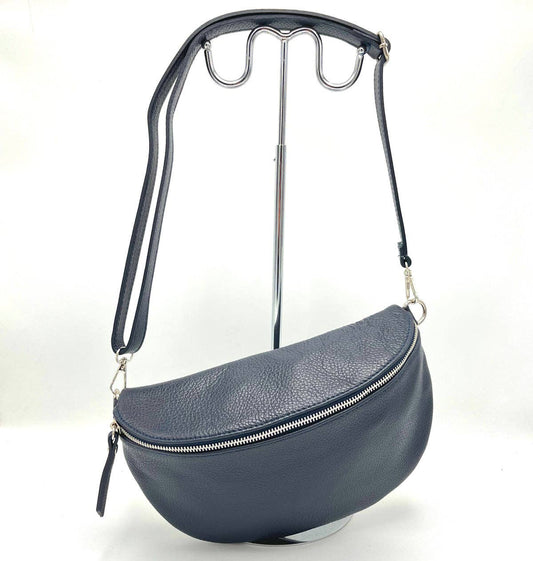 Italian leather fanny pack with adjustable strap

