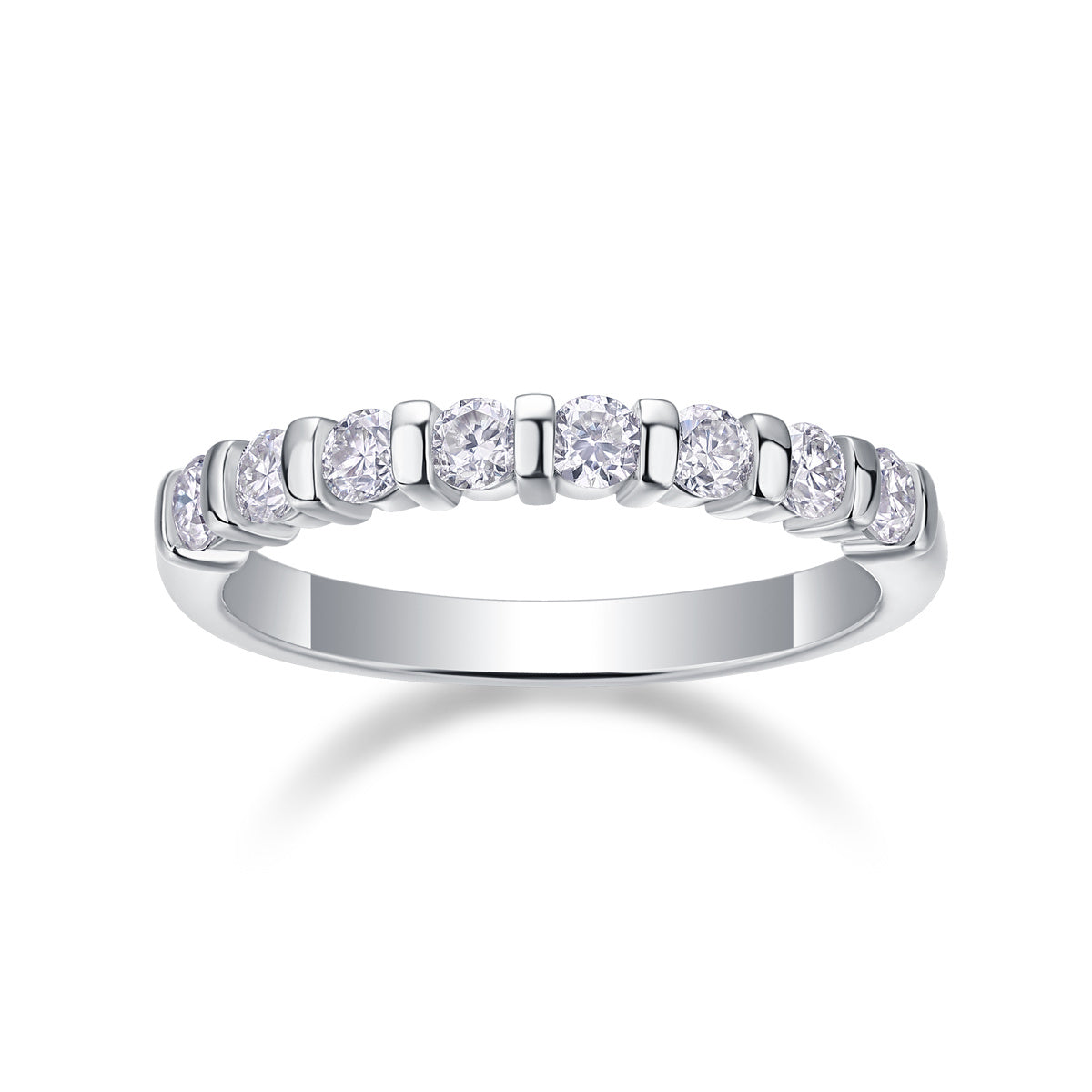 Sterling silver ring with sparkling moissanite stones