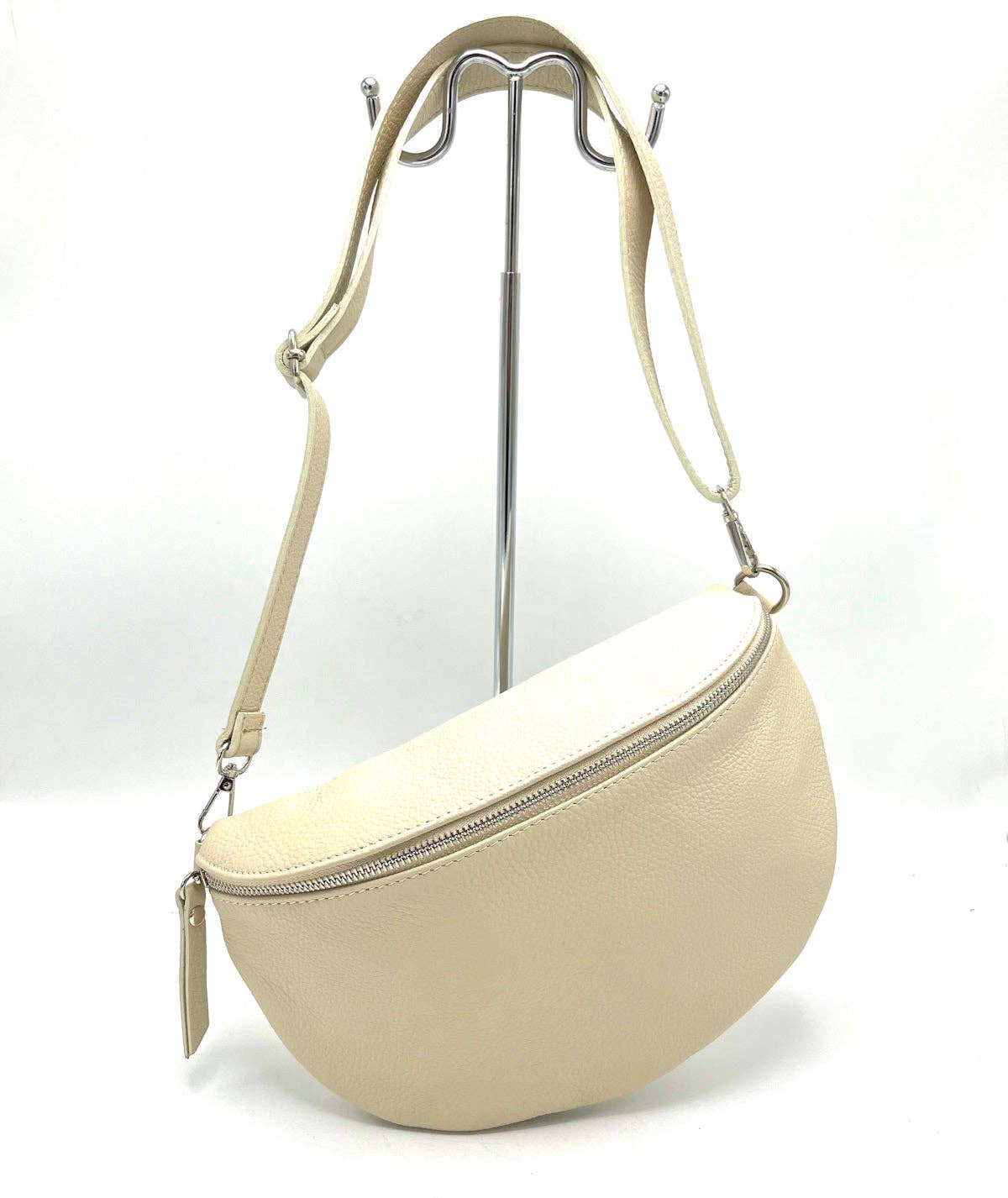 Adjustable leather fanny pack for hands-free convenience

