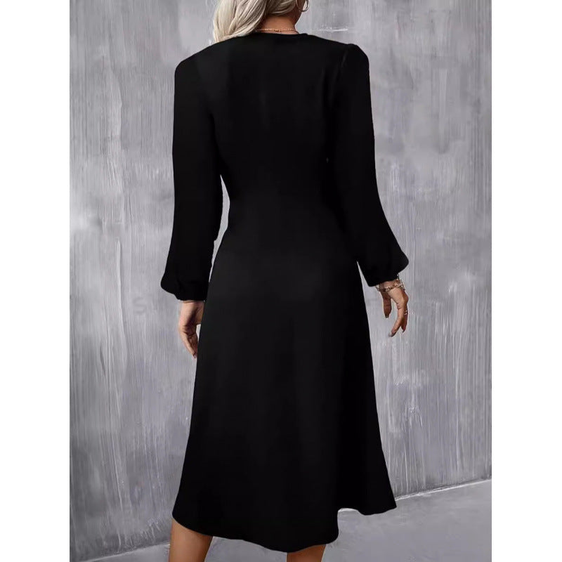 Long Sleeve Ruched Waist A-Line Dress – view 2