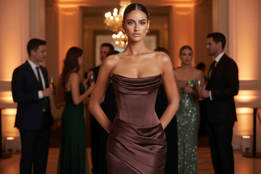 Brown Tube Top Mermaid Formal Evening dress from Uplift Luxe