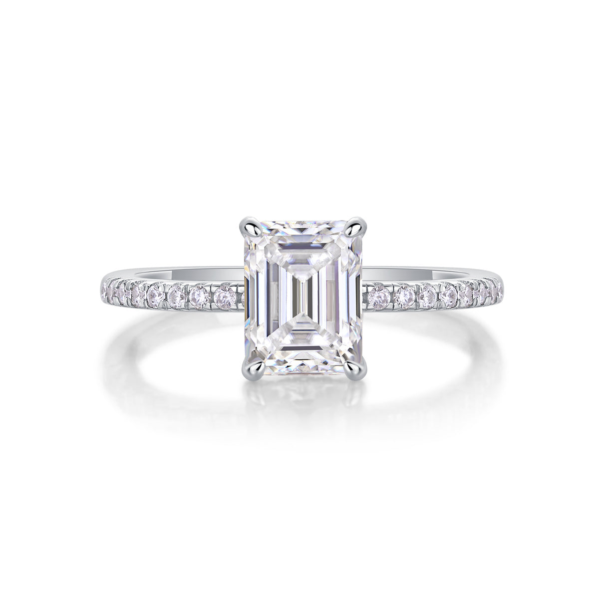 Diamond ring with a rectangular center stone 