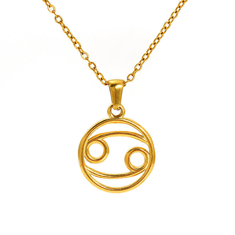 Gold Cancer zodiac symbol necklace\