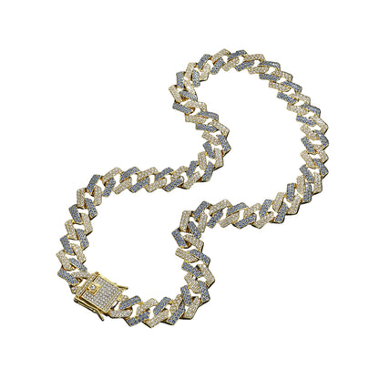 Gold Cuban link chain necklace with diamond rhinestone pendant – men's hip hop jewelry
tatem