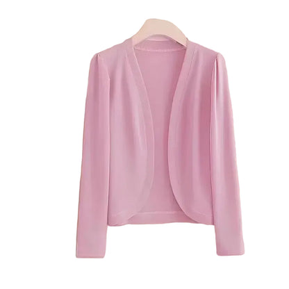 Women's draped shawl collar cardigan in pink — slim fit sizes M to 4XL
