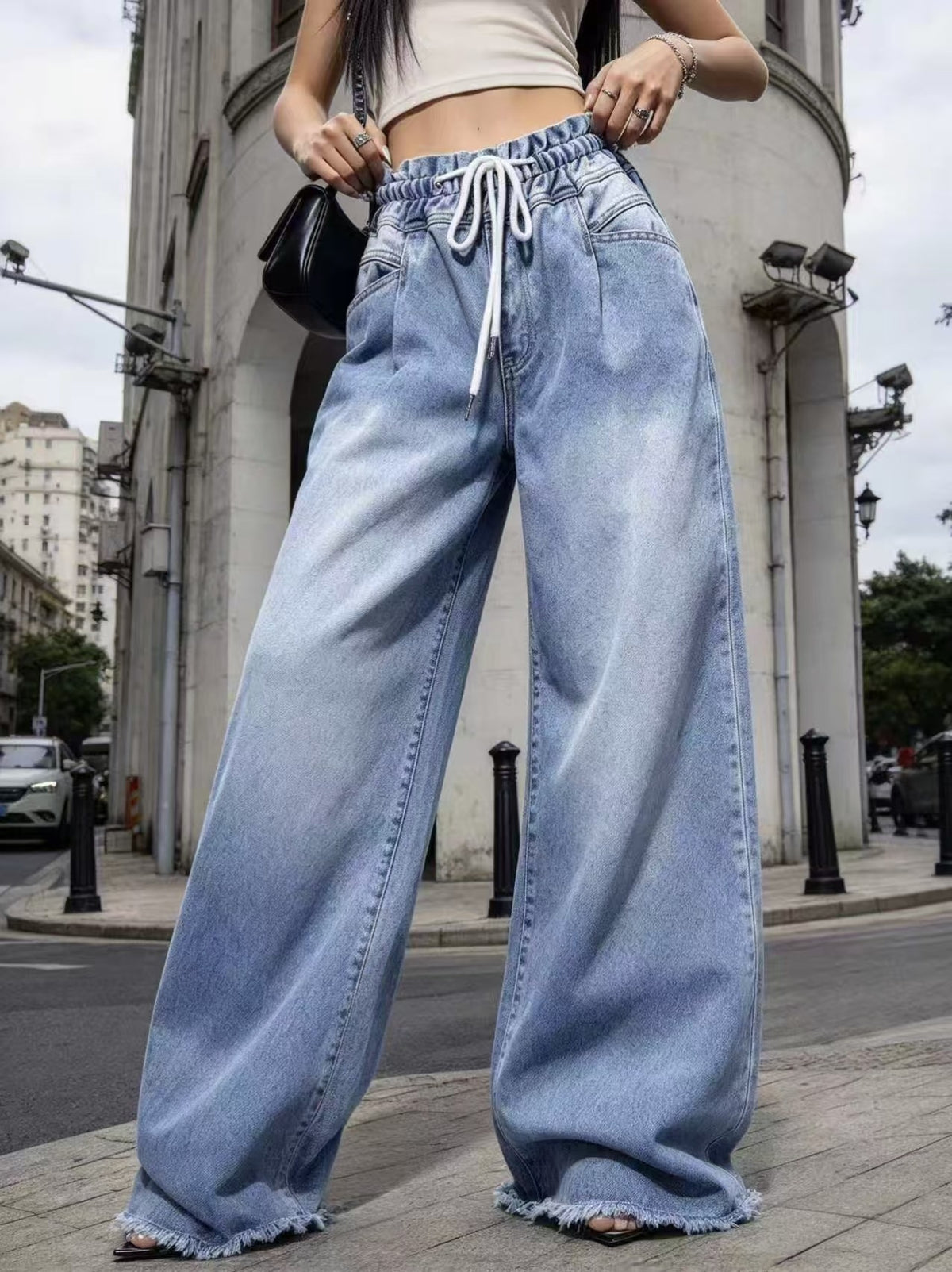 Drawstring Wide-Leg Jeans – view 5