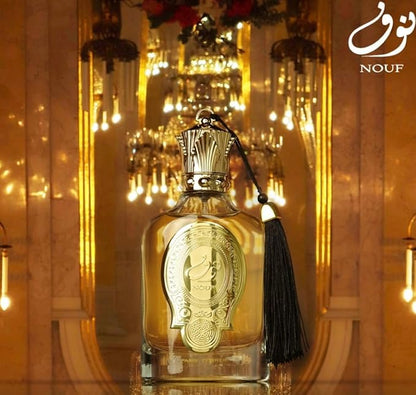 Decorative bottle with tassel against a warm, softly lit background