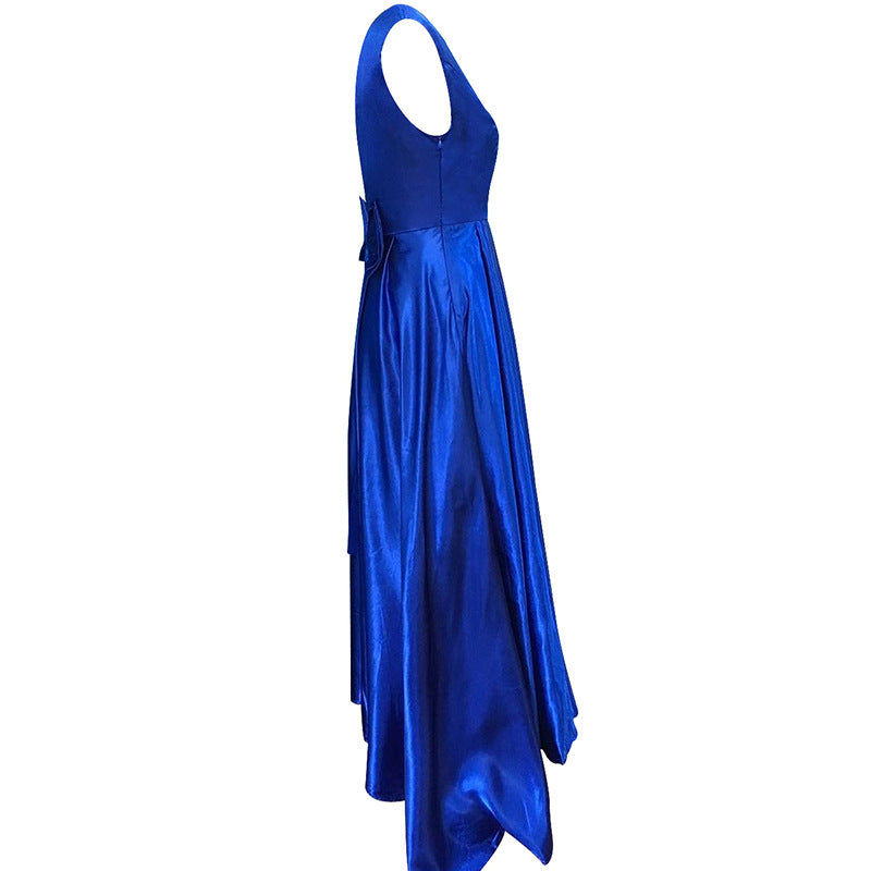 Deep V Neck Sleeveless Backless Bow Ball Evening Dress – view 5
