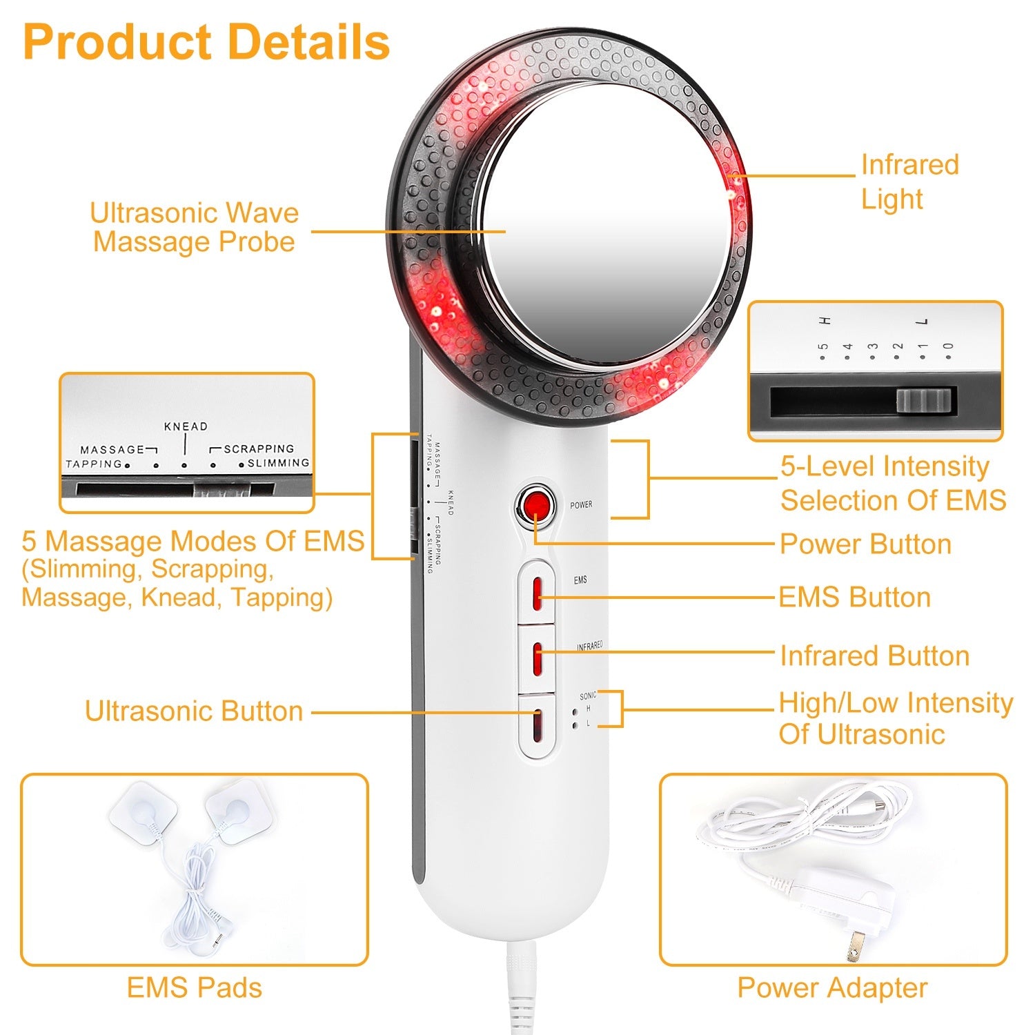 3-in-1 EMS infrared ultrasonic fat remover device