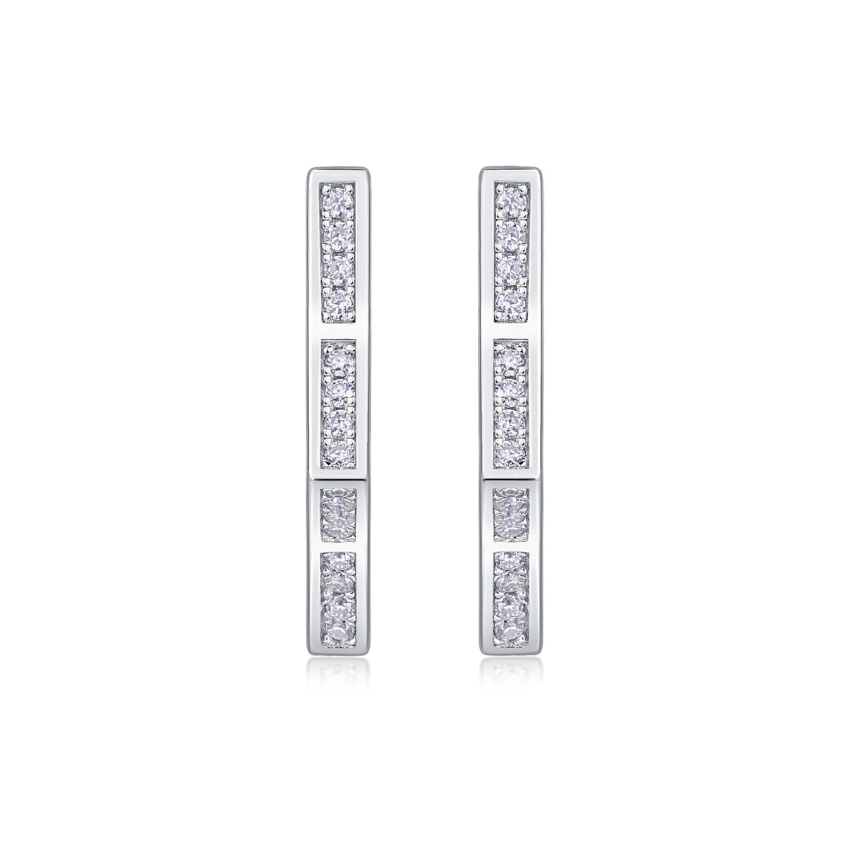 Pair of silver earrings with diamond accents