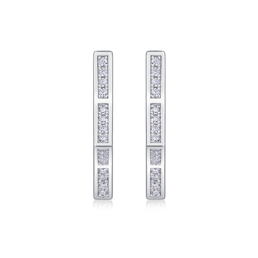 Pair of silver earrings with diamond accents