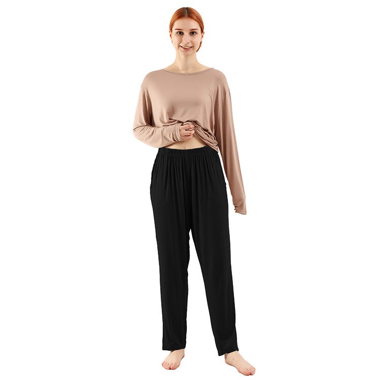 Plus size women's casual wear bamboo fiber elastic waist pants loungewear