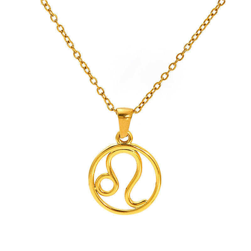 Gold necklace with a Leo zodiac symbol pendant 
