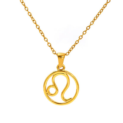 Gold necklace with a Leo zodiac symbol pendant 