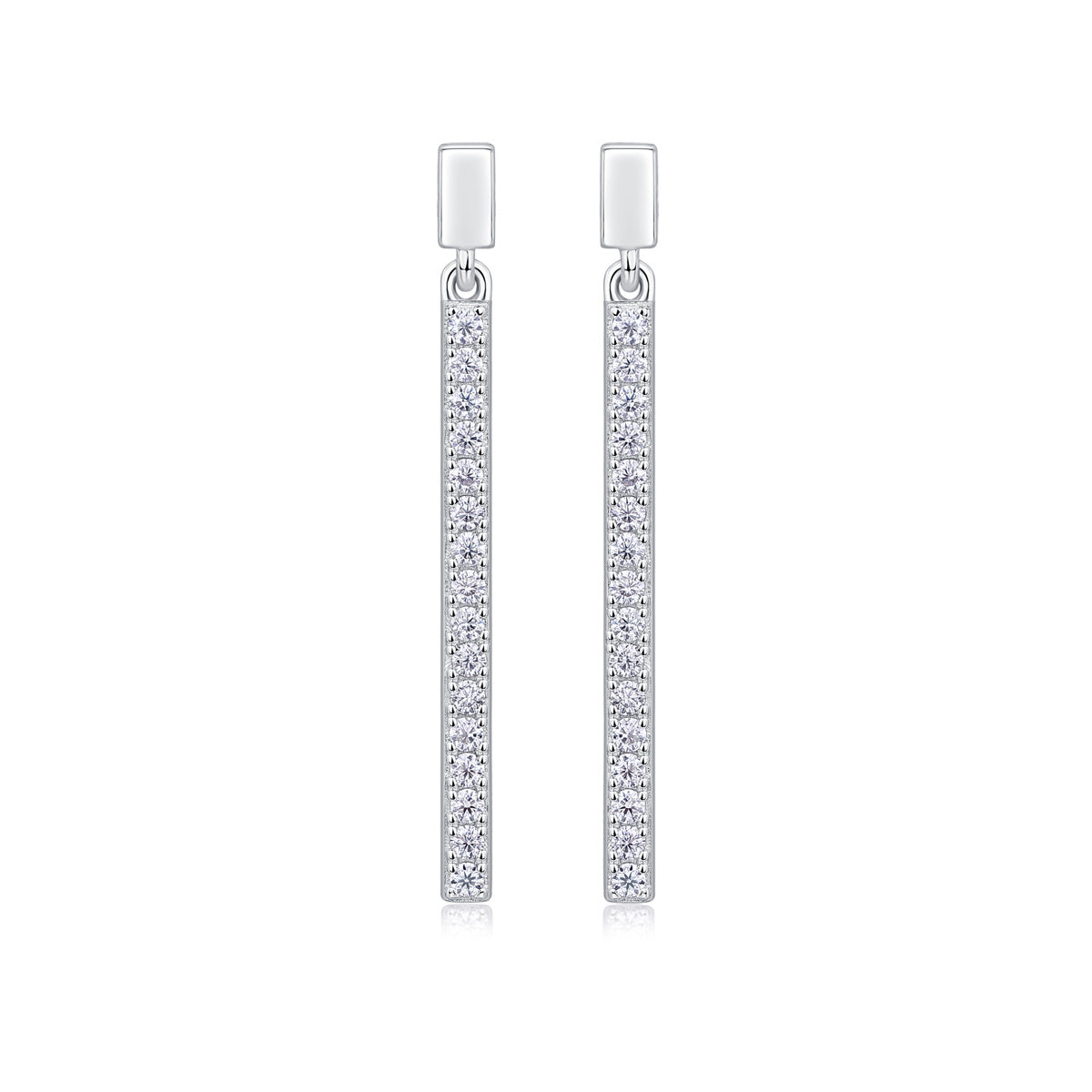  Diamond Set Moissanite Silver Earrings