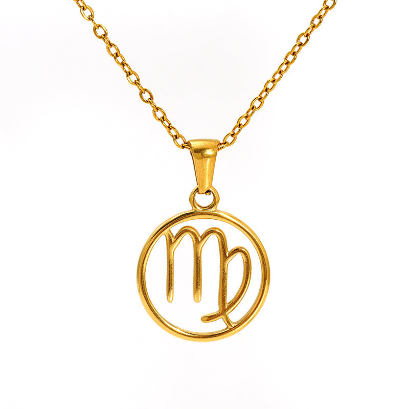 Gold Virgo zodiac pendant on a chain 