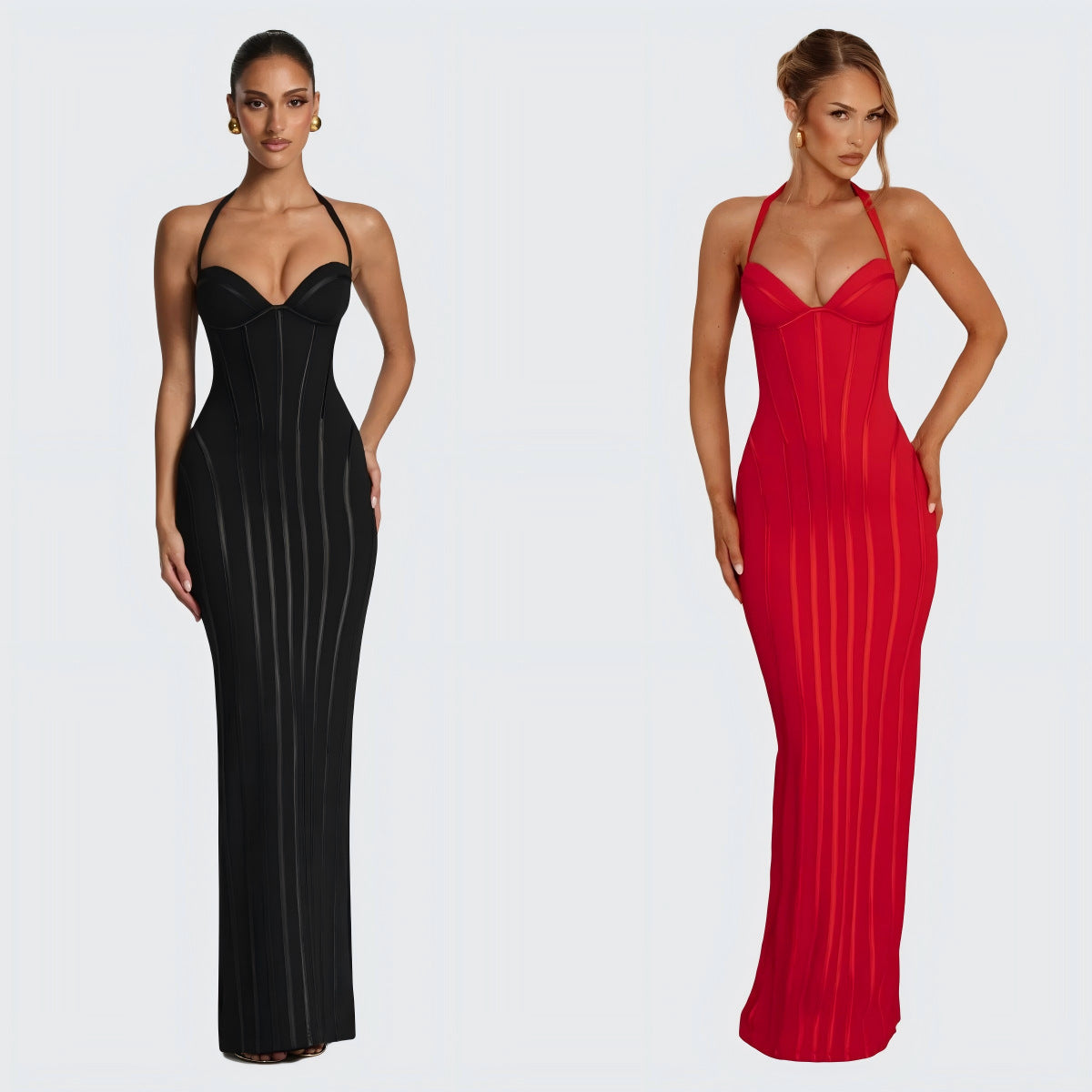 Corset Halter Fishtail Maxi Gown