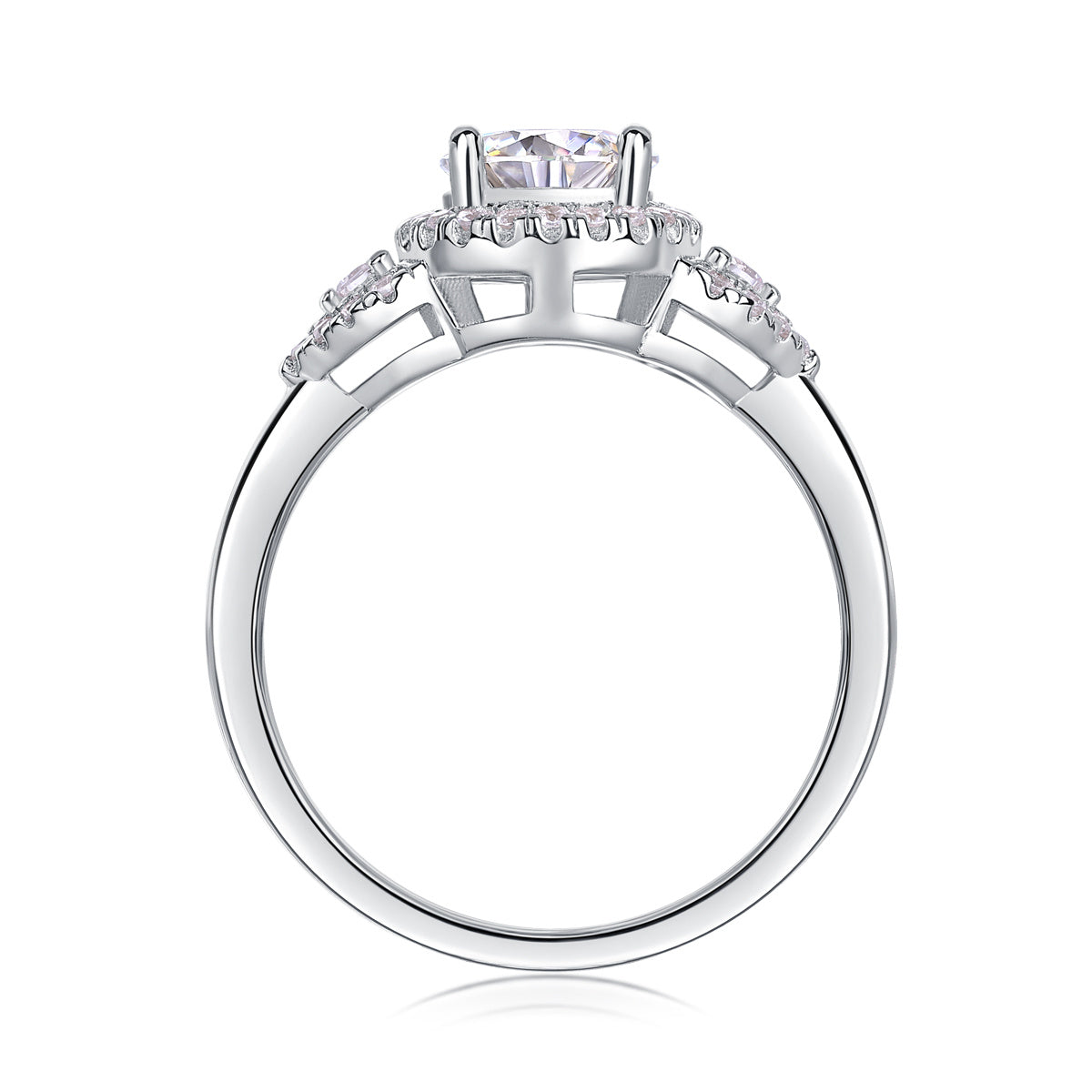 Big diamond moissanite silver engagement ring