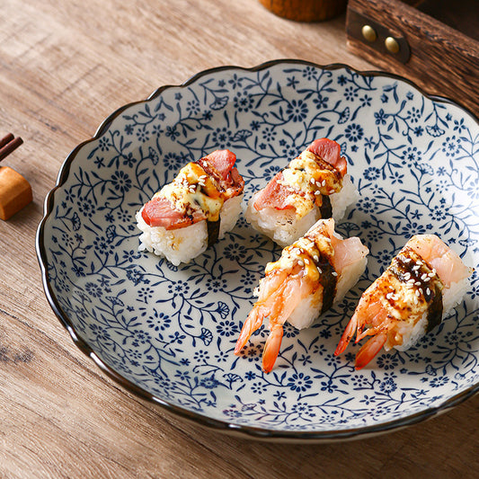 Fine Porcelain chrysanthemum sushi plate with floral design