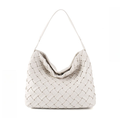 White Woven handbag in leather 