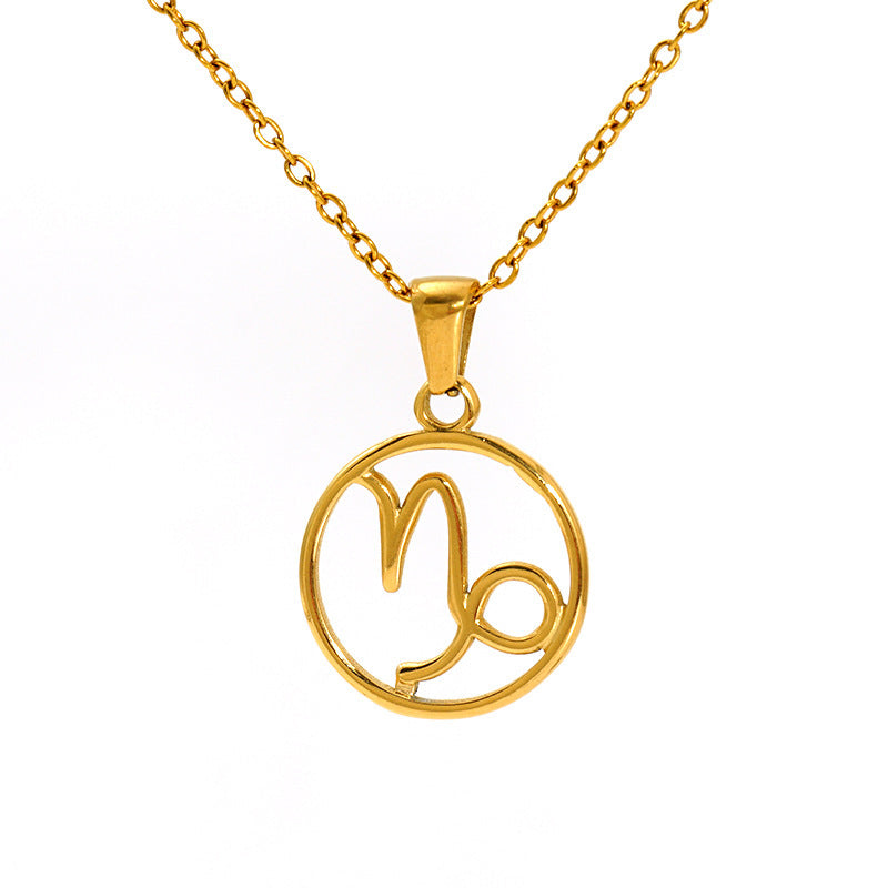 Gold necklace with a zodiac sign pendant 