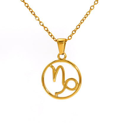 Gold necklace with a zodiac sign pendant 